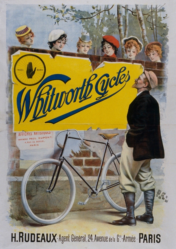 Whitworth Cycles advert by Paleologu, 1890s